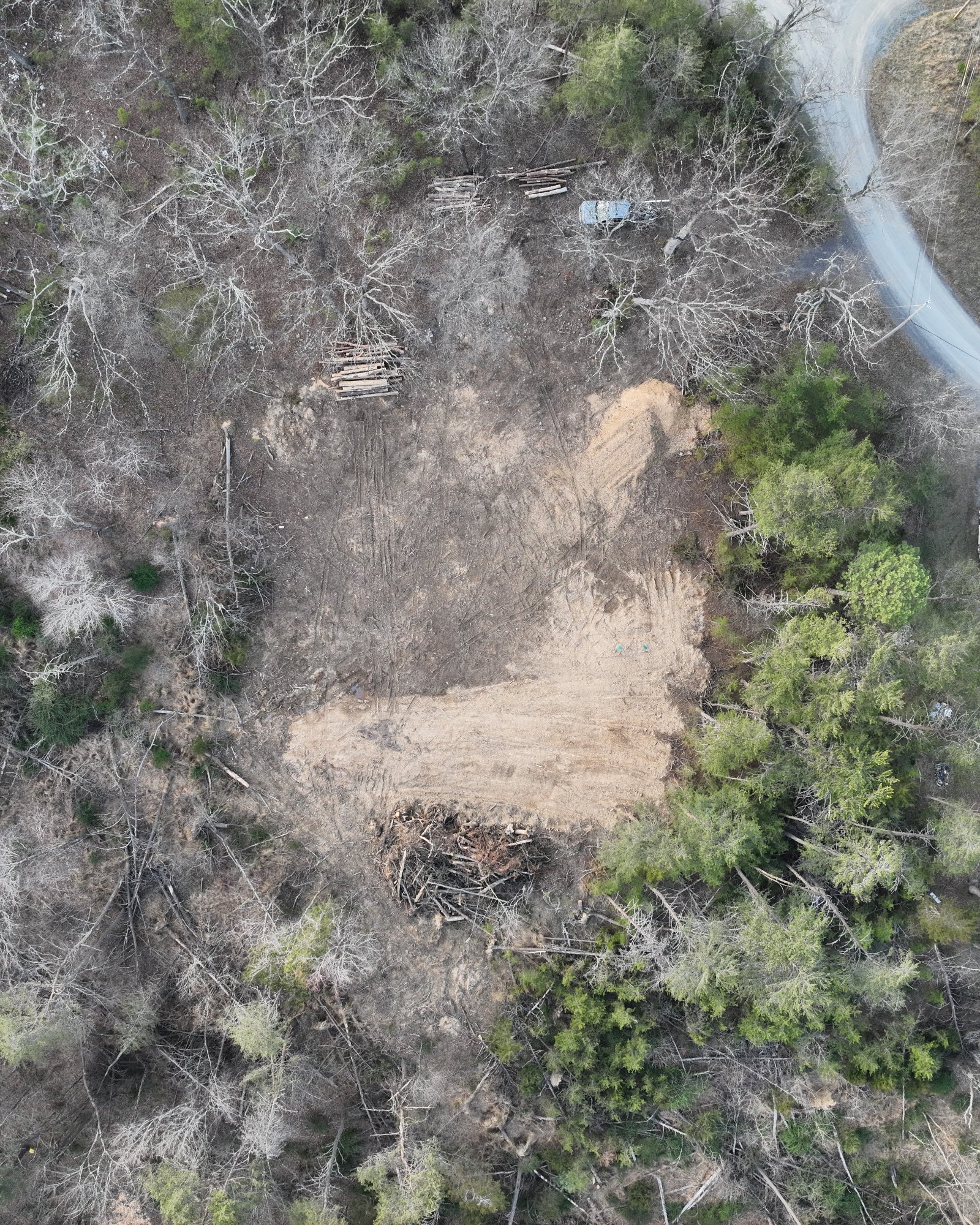 Drone view of cleared area